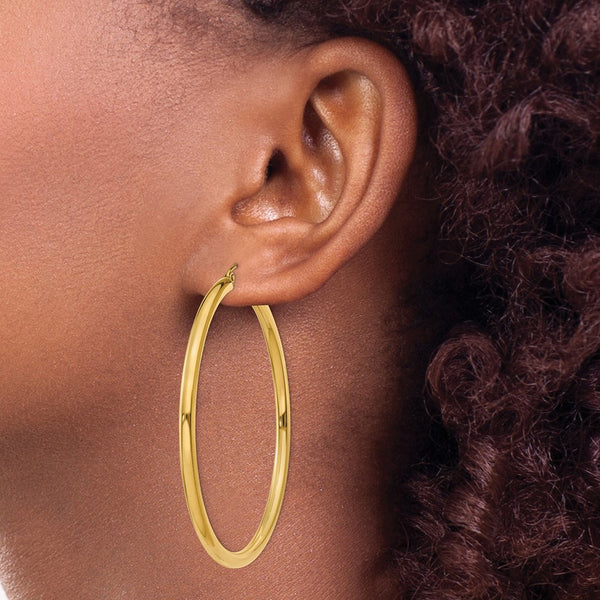 14KT Yellow Gold 55X3MM Hoop Earrings
