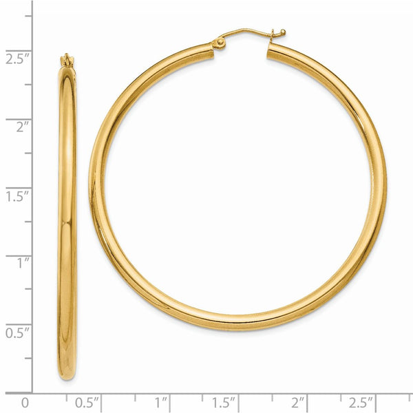 14KT Yellow Gold 55X3MM Hoop Earrings