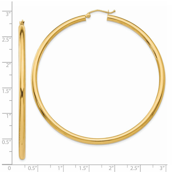 14KT Yellow Gold 65X3MM Hoop Earrings