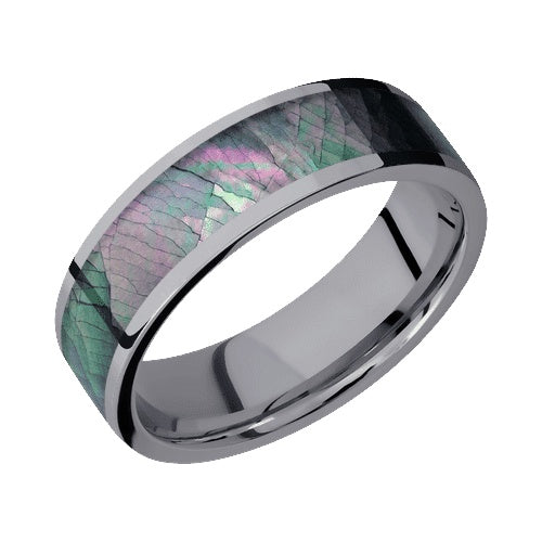 Lashbrook Tantalum Band with Polished Finish and Black Mother of Pearl Inlay