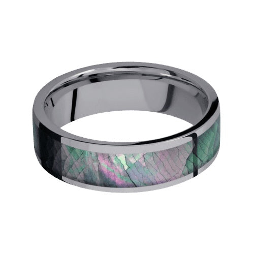 Lashbrook Tantalum Band with Polished Finish and Black Mother of Pearl Inlay