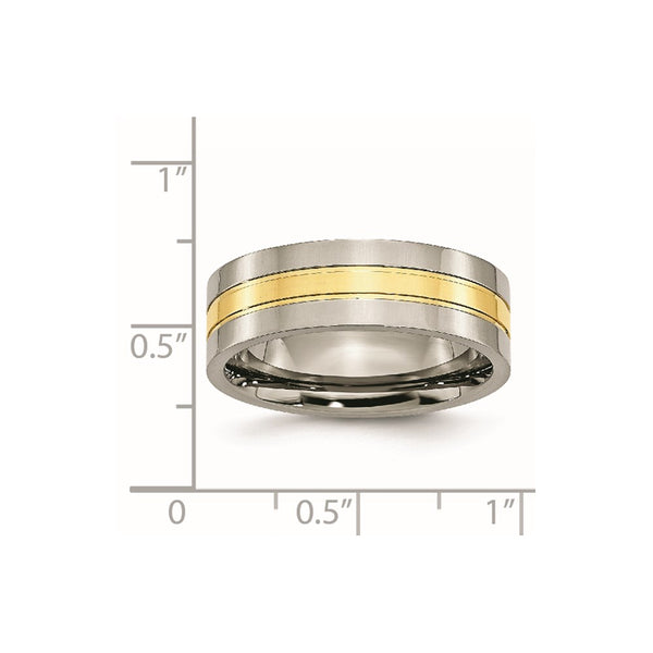 Titanium Yellow IP-plated Grooved 7mm Polished Band