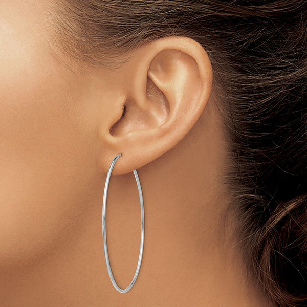 14KT White Gold 54X1.2MM Hoop Earrings