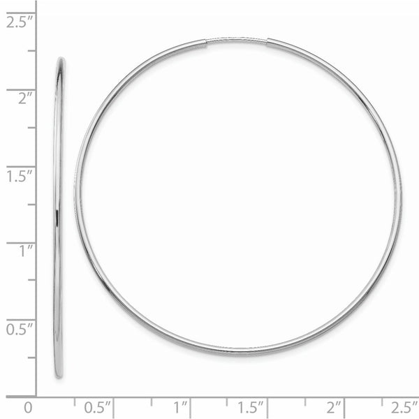 14KT White Gold 54X1.2MM Hoop Earrings