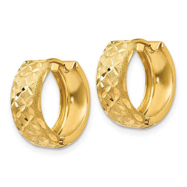14KT Yellow Gold 11X6MM Diamond-cut Hoop Earrings