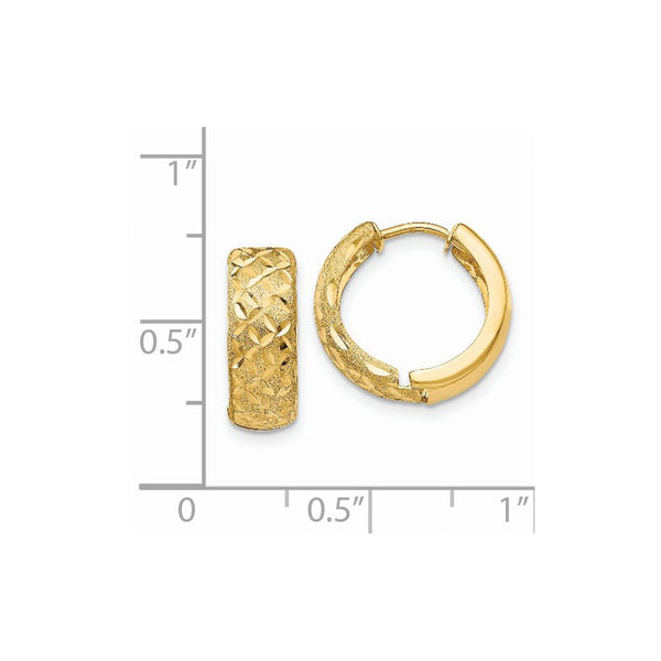 14KT Yellow Gold 11X6MM Diamond-cut Hoop Earrings
