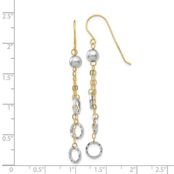 14KT White and Yellow Gold 55X7MM Drop & Dangle Circle Earrings