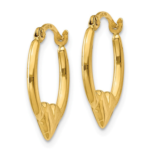 14KT Yellow Gold 16X13MM Heart Hoop Earrings