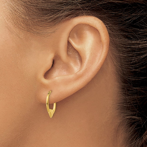 14KT Yellow Gold 16X13MM Heart Hoop Earrings
