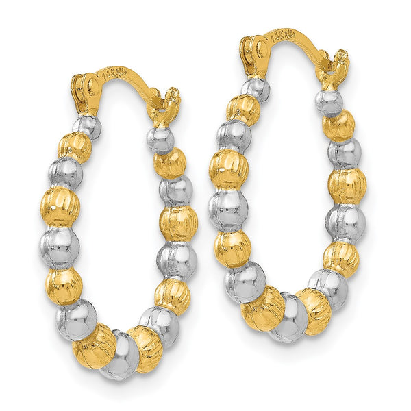14KT Yellow Gold With Rhodium Plating 18X16MM Hoop Earrings