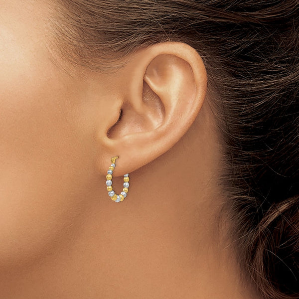 14KT Yellow Gold With Rhodium Plating 18X16MM Hoop Earrings