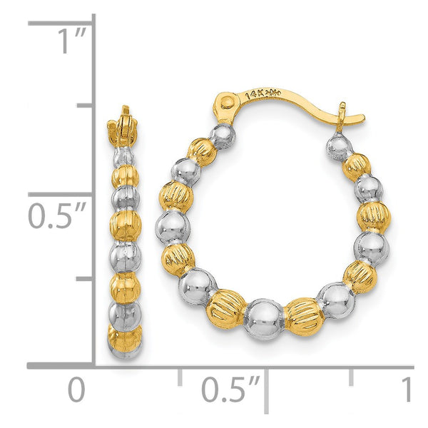 14KT Yellow Gold With Rhodium Plating 18X16MM Hoop Earrings