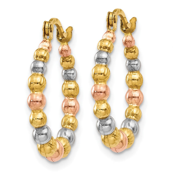 14KT Gold Tri-Color 18X16MM Hoop Earrings