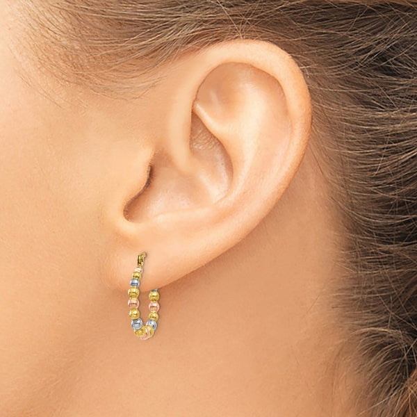 14KT Gold Tri-Color 18X16MM Hoop Earrings