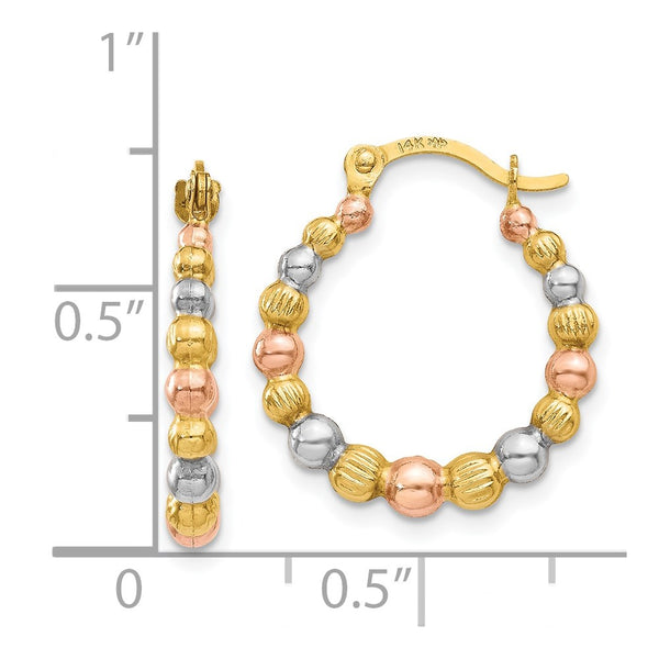 14KT Gold Tri-Color 18X16MM Hoop Earrings
