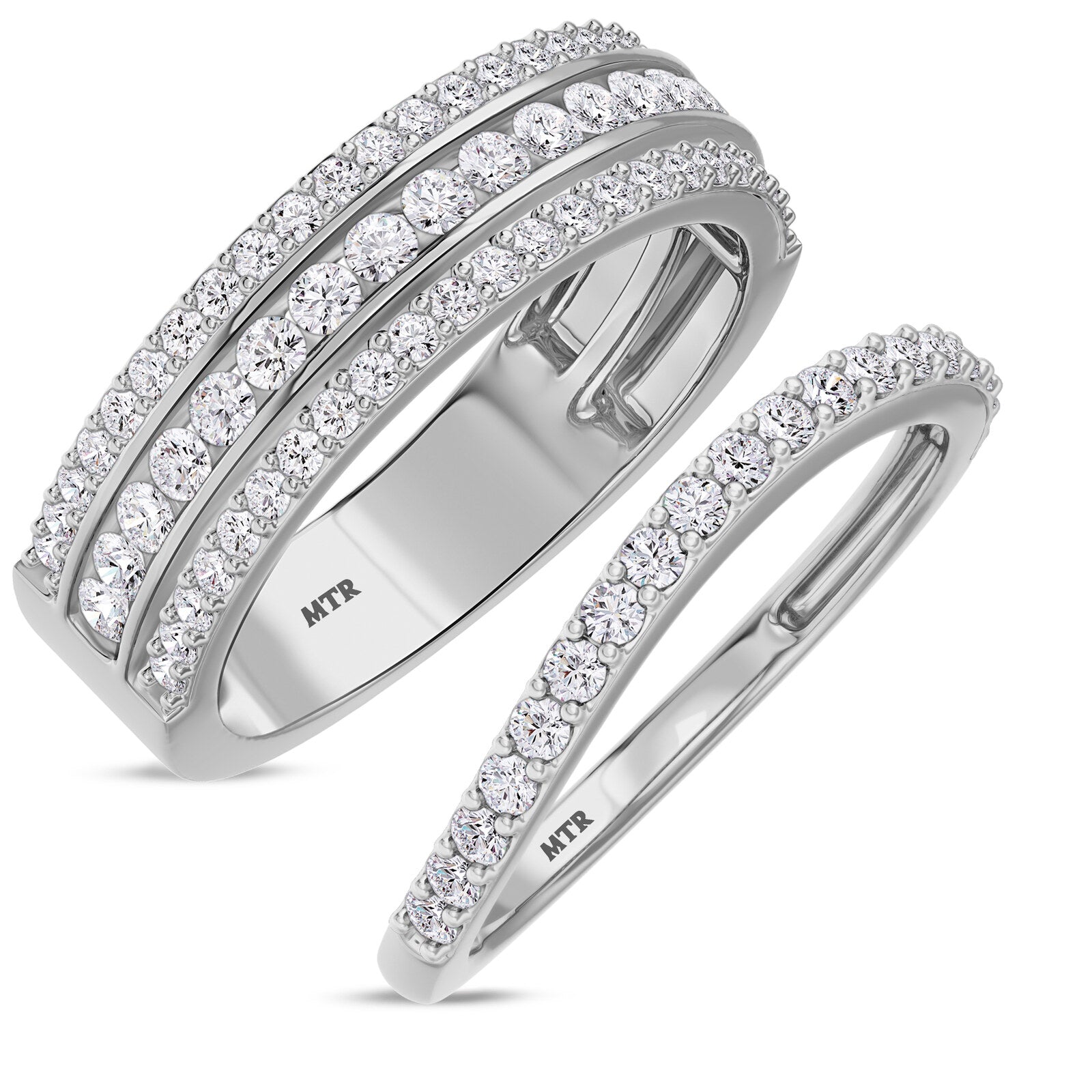 My Trio Rings Jemma 1-1/4 CTW Lab Grown Diamond Wedding Band Set in 10KT White Gold