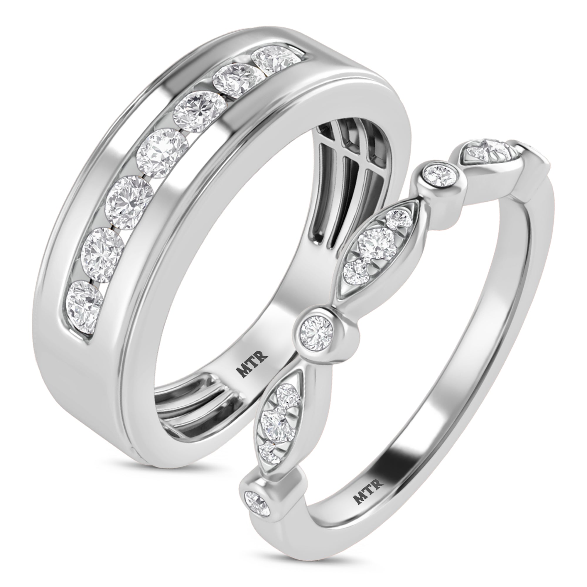 My Trio Rings Effie 2/3 CTW Lab Grown Diamond Wedding Band Set in 10KT White Gold