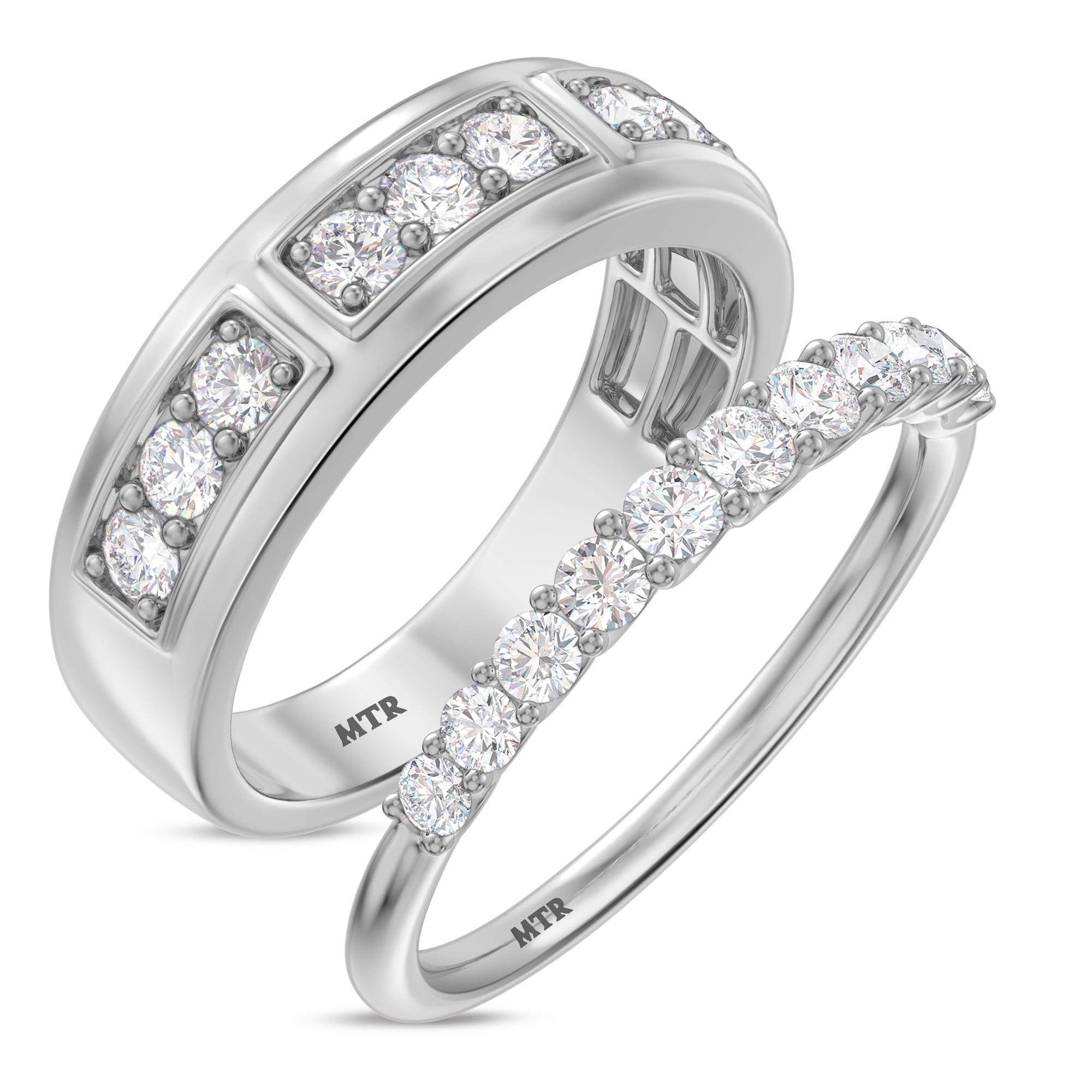 My Trio Rings Milla 1-1/4 CTW Lab Grown Diamond Wedding Band Set in 10KT White Gold