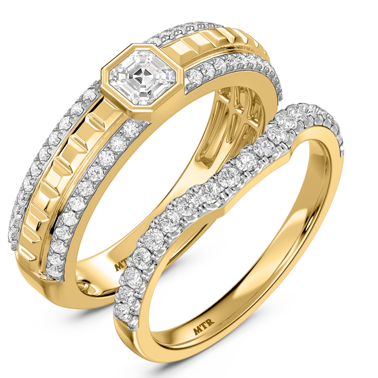 My Trio Rings Perla 1 CTW Lab Grown Diamond Wedding Band Set in 10KT Yellow Gold