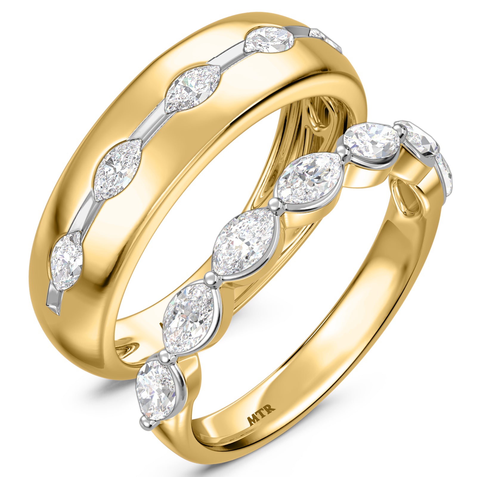 My Trio Rings Jiana 1-3/8 CTW Lab Grown Diamond Wedding Band Set in 10KT Yellow Gold