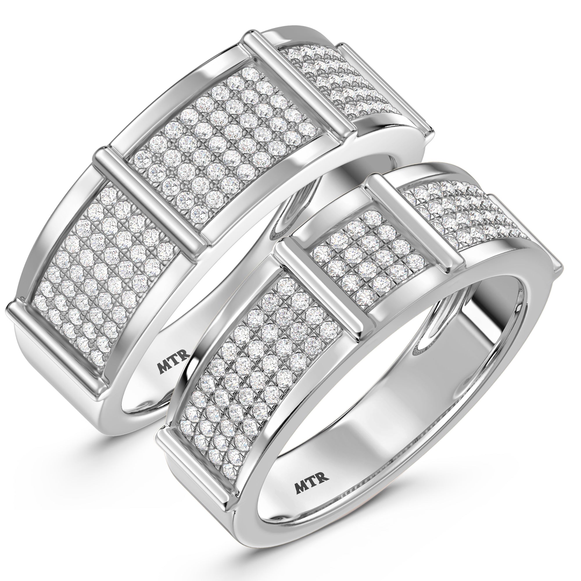 My Trio Rings Corban 7/8 CTW Lab Grown Diamond Wedding Band Set in 10KT White Gold