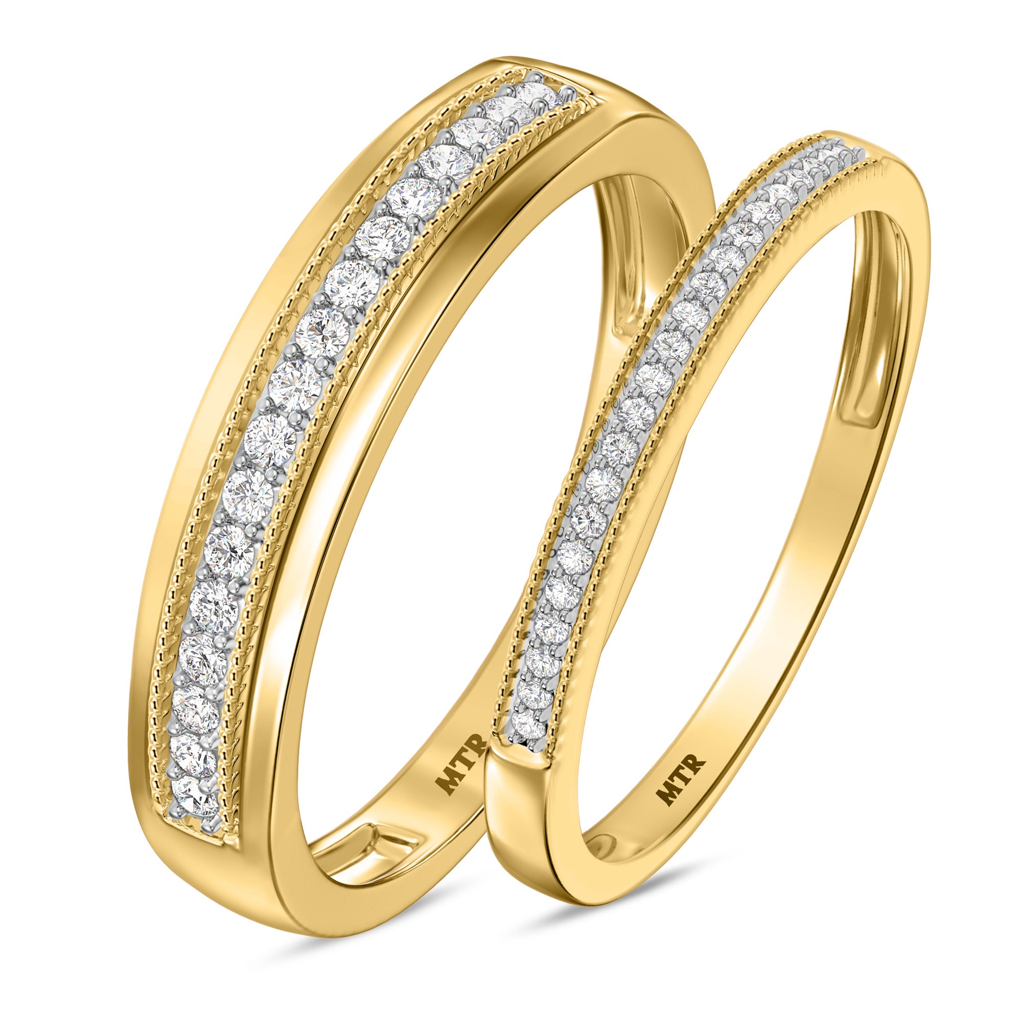 My Trio Rings Bridgette 1/4 CTW Lab Grown Diamond Wedding Band Set in 10KT Yellow Gold