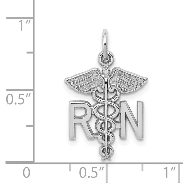 14KT Gold White Gold Registered Nurse Charm Pendant. Chain not Included.