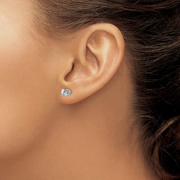 5MM Round Moissanite Stud Earrings in 14KT White Gold