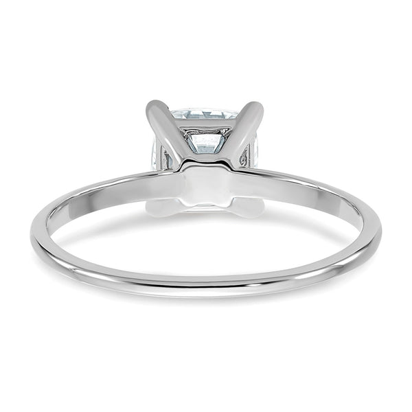 6MM Cushion Moissanite Solitaire Engagement Ring in 14KT White Gold. Size 7