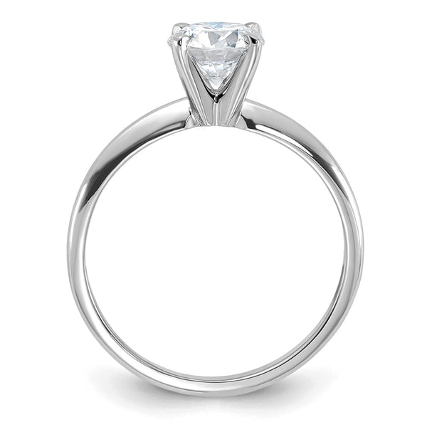 6.5MM Round Moissanite Solitaire Engagement Ring in 14KT White Gold. Size 8