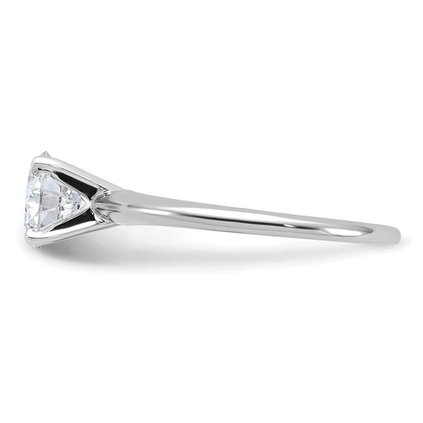 6.5MM Round Moissanite Solitaire Engagement Ring in 14KT White Gold. Size 8