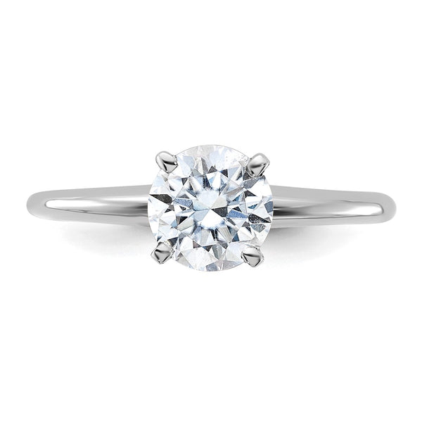 6.5MM Round Moissanite Solitaire Engagement Ring in 14KT White Gold. Size 7