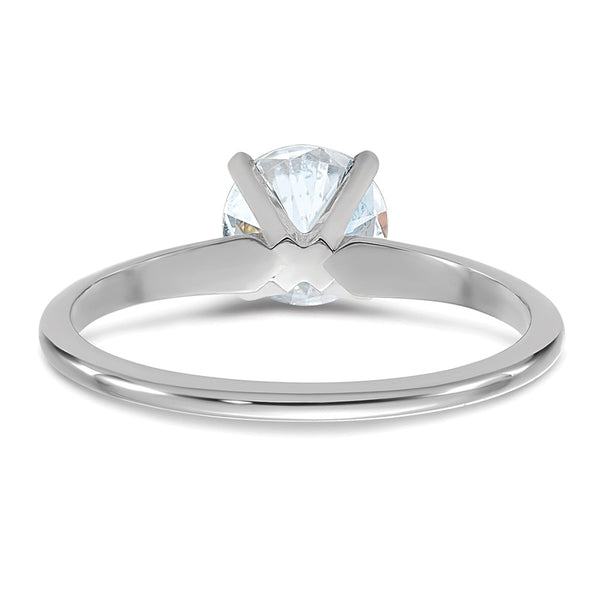 6.5MM Round Moissanite Solitaire Engagement Ring in 14KT White Gold. Size 8