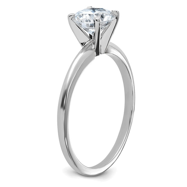 6.5MM Round Moissanite Solitaire Engagement Ring in 14KT White Gold. Size 8