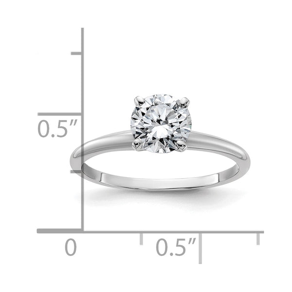 6.5MM Round Moissanite Solitaire Engagement Ring in 14KT White Gold. Size 8