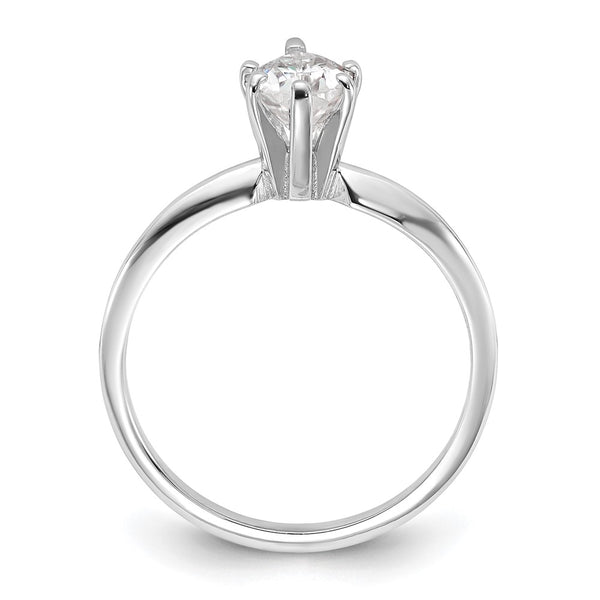 8X5MM Pear Moissanite Solitaire Engagement Ring in 14KT White Gold. Size 8