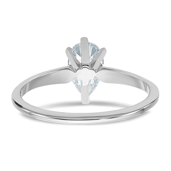 8X5MM Pear Moissanite Solitaire Engagement Ring in 14KT White Gold. Size 8
