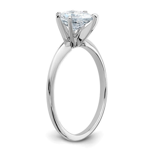 8X5MM Pear Moissanite Solitaire Engagement Ring in 14KT White Gold. Size 8