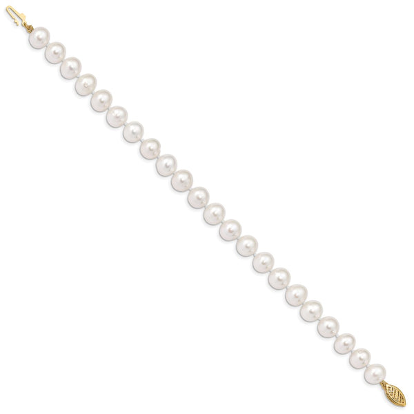14KT Yellow Gold 8X9MM Near Round Pearl 7.5-inch Bracelet