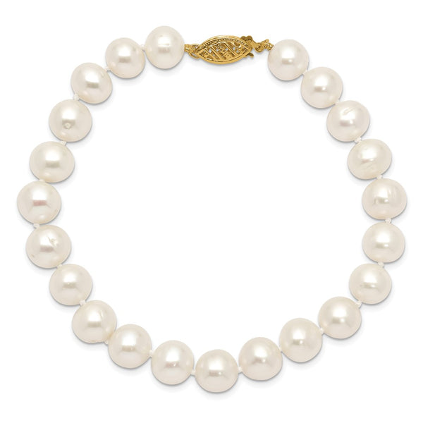 14KT Yellow Gold 8X9MM Near Round Pearl 7.5-inch Bracelet
