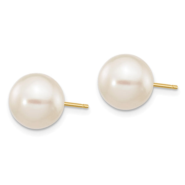 9MM Round Pearl Stud Earrings in 14KT Yellow Gold