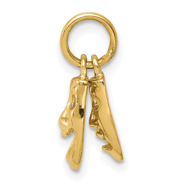 14KT Yellow Gold 15X11MM Diamond-cut Comedy Tragedy Pendant. Chain Not Included