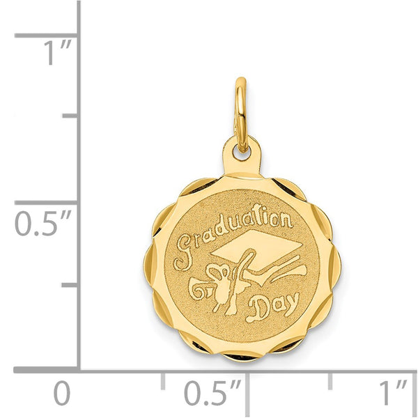 14KT Yellow Gold 22X16MM Graduation Day Charm Pendant. Chain not Included
