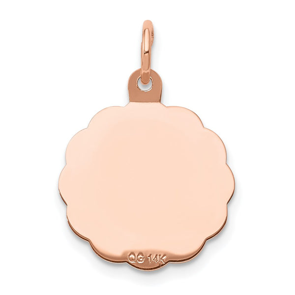 14KT Rose Gold 22X16MM Religious Baptism Charm Pendant. Chain not Included.