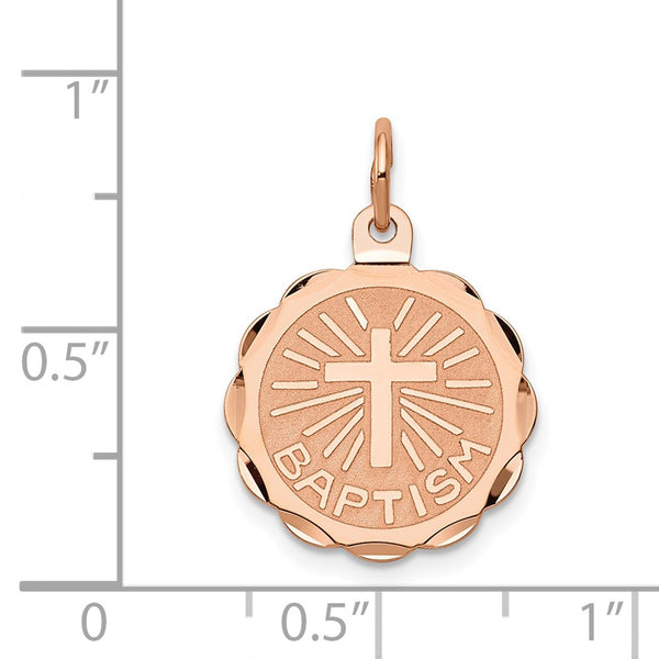 14KT Rose Gold 22X16MM Religious Baptism Charm Pendant. Chain not Included.
