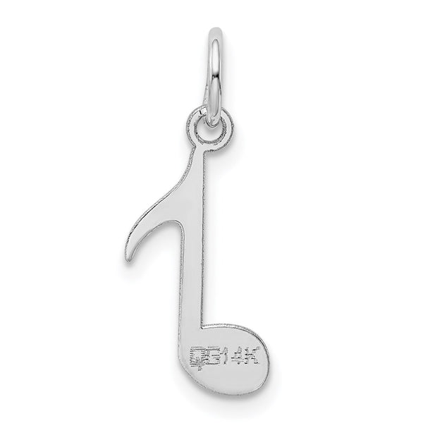 14KT White Gold 21X10MM Musical Note Pendant. Chain Not Included