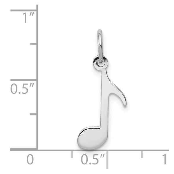 14KT White Gold 21X10MM Musical Note Pendant. Chain Not Included