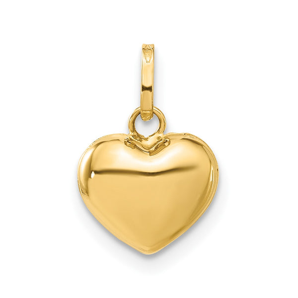 14KT Yellow Gold 15X10MM Three Dimensional Heart Pendant. Chain Not Included