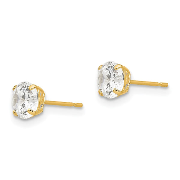 14KT Yellow Gold 5MM Round Cubic Zirconia Stud Earrings