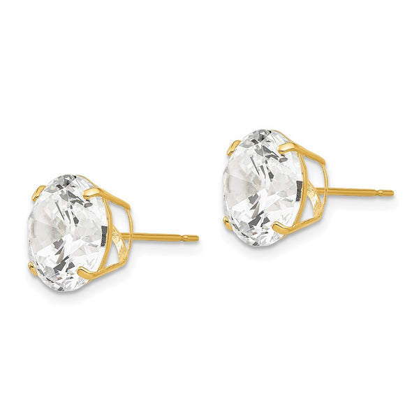 14KT Yellow Gold 10MM Round Cubic Zirconia Stud Earrings